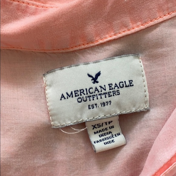 Neon orange button up beach shirt! AE size XS - Picture 3 of 4